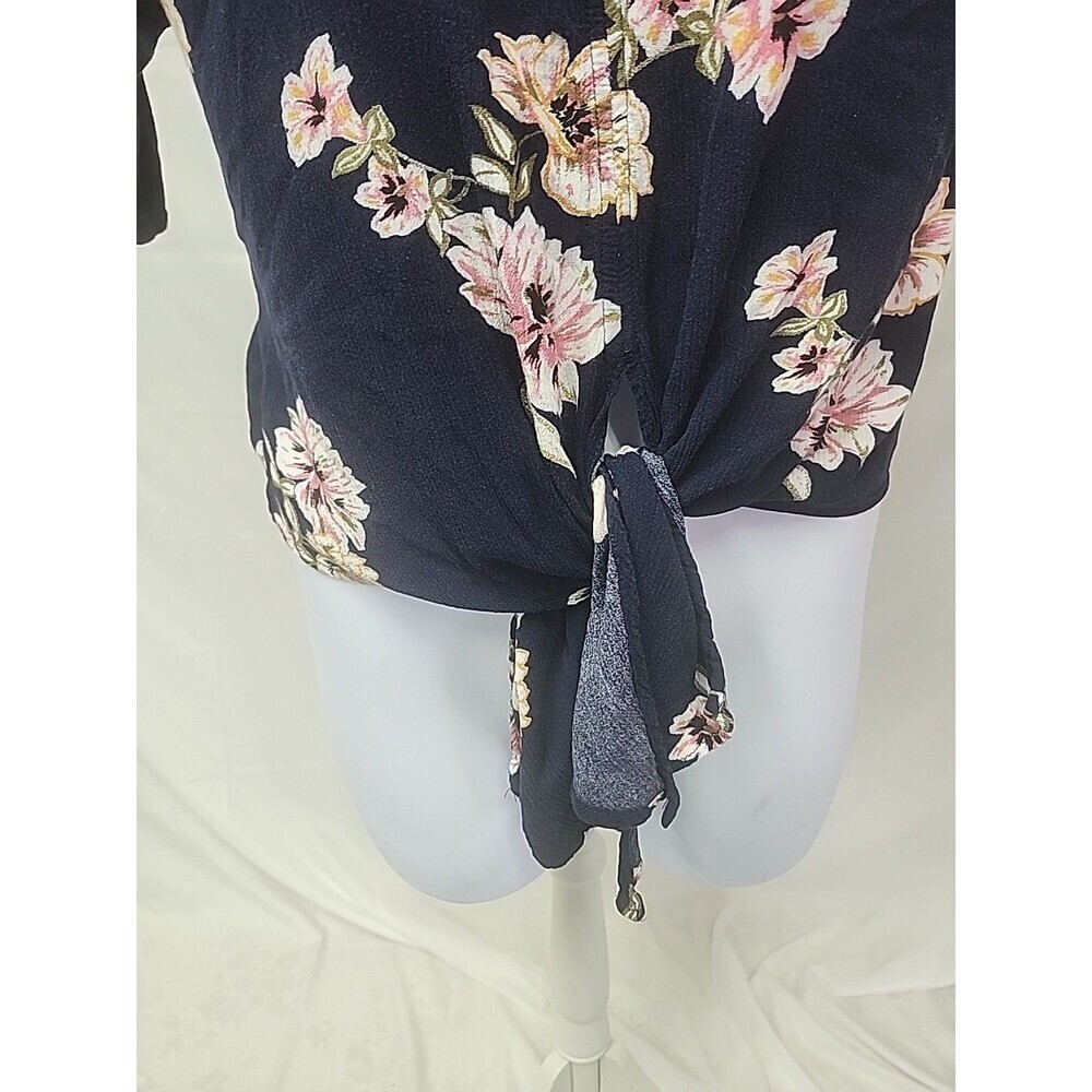 Eyeshadow Crinkle fabric Floral Tie Waist Top size Large - Picture 5 of 9